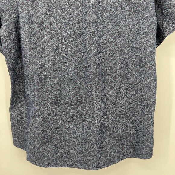 Johnston & Murphy Blue Floral Print Button-Front Short Sleeve Shirt Men’s Size L - Picture 5 of 12